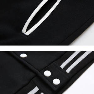 Chaqueta Varsity Negra Personalizada para Hombre con Mangas de Cuero, Bordado Chenille, Parches con Letras Bordadas, Chaqueta Bomber Varsity Letterman - Product Image 5