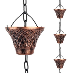 Chaîne de pluie moderne en cuivre martelé, thermolaquée, pour décoration extérieure de ferme, chaîne de pluie de luxe en cuivre en gros - Product Image 2