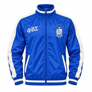 เสื้อแจ็คเก็ตวินเทจ Phi Beta Sigma สีน้ำเงินรอยัล ลายทางสีขาว แบบซิป แขนยาว คอตั้ง สไตล์ลำลองสำหรับกีฬาและกิจกรรมกลุ่ม - Product Image 3