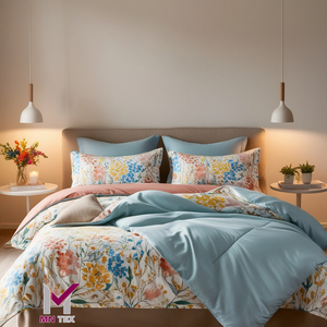Ensemble de draps de lit en mélange de poly coton de style tissé simple avec taies d'oreiller assorties disponibles dans toutes les tailles pour le relooking de la chambre - Product Image 1