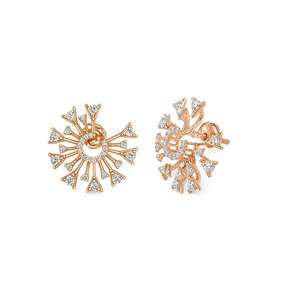 Boucles d'oreilles clous diamantées motif floral soleil éclatant - Product Image 2