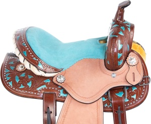Selles de course occidentales et anglaises en cuir véritable de qualité supérieure pour l'équitation - Product Image 3