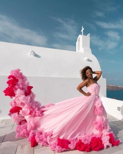 Nouvelle Arrivée Robe Longue Formelle en Chiffon 100% Soie Épaules Dénudées avec Traîne Volante pour Femme Écologique - Product Image 4