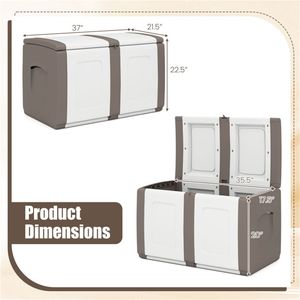 53 Gallon Beige Deck <b>Box</b> Large Outdoor Waterproof <b>Storage</b> with <b>Lockable</b> Lid and Side Handles - Product Image 4