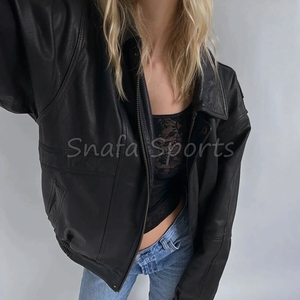 Women Fashion <b>Leather</b> <b>Jacket</b> Over Sized Drop Shoulder Style Designer Girls Casual Distressed Vintage Real <b>Genuine</b> <b>Leather</b> <b>Jacket</b> - Product Image 4