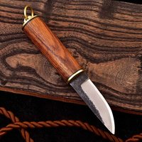 Couteau de chasse et de survie artisanal personnalisé, petit couteau utilitaire pour le bushcraft, le camping, le travail du bois, couteau de poche droit en carbone pour l'extérieur et l'EDC