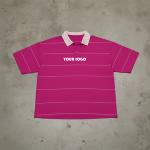 Camisa Polo Personalizada para Hombre, Estilo Vintage, Corte Recto, Oversize, Cuello Acanalado, 300gsm, Manga Corta, Algodón Jersey, Rayas - Product Image 3