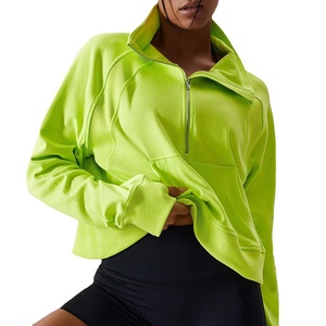 Wholesale Custom Logo Women Sportswear Cotton Blank Pullover Zip up Workout <b>Athletic</b> Sweatshirt for Women - Product Image 1