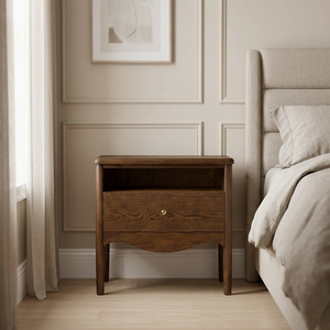 Table de chevet scandinave en bois avec 1 tiroir et étagère ouverte, écologique et durable, brun foncé - Product Image 3