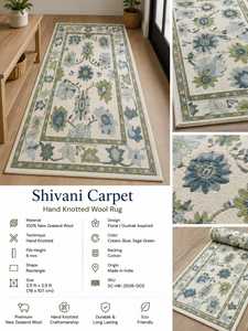 Premium Traditional Eco-Friendly Hand Knotted Wool Floral Oushak <b>Runner</b> Rug - Product Image 4