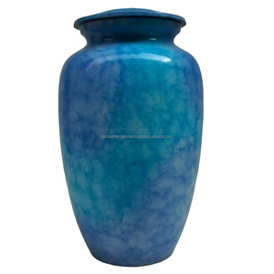 Urne funéraire adulte en laiton classique et de haute qualité avec urne funéraire finie en marbre bleu pour cendres humaines - Product Image 5