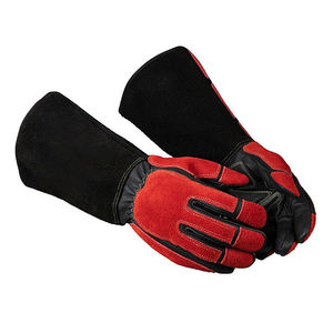 Guantes de Soldadura de Cuero Vacuno, Resistentes al Calor, Guantes de Seguridad para Trabajo, Guantes de Protección con Puño Largo para Soldadura y Construcción - Product Image 1