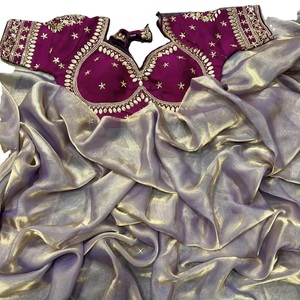 Saris traditionnels indiens et pakistanais, sari en coton avec motif imprimé en feuille d'aluminium, saris traditionnels élégants inspirés d'Inde et du Pakistan - Product Image 6
