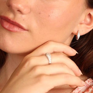 Women's Yellow <b>Gold</b> Diamond <b>Ring</b> Fashion Jewelry 14K Solid <b>Gold</b> Pave <b>set</b> Chevron Curved Eternity Wedding Band Wedding Jewelry - Product Image 6