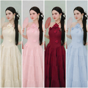 Vestido Largo Sexy de Manga Corta para Mujer, Elegante, Cómodo, Informal, para Eventos Formales, de Seda - Product Image 3