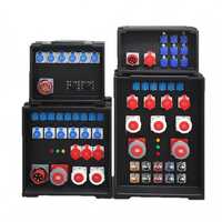 Caja de Distribución de Energía Portátil Negra para Uso en Escenarios, Resistente a la Intemperie IP65, Doble Voltaje (Monofásico/Trifásico) Integrada