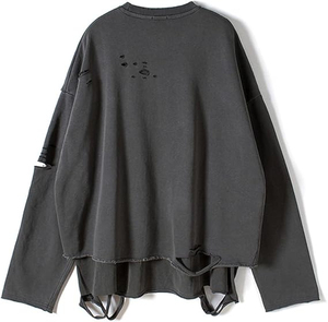 Men's Ripped Knitted <b>Pullover</b> <b>Sweater</b> Solid Color Long Sleeve Crew Neck Winter Wear Slight Stretch Polyester/Cotton - Product Image 6