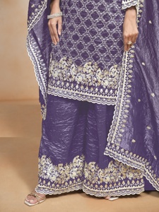 Fatema Fashion's Beautiful Designer Faux Georgette Seda Bordado Salwar Kameez Secuencia Traje de trabajo para bodas Fiestas - Product Image 5