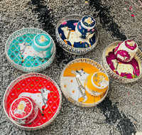 Alman Gümüşü Art Deco Pichwai Metal Tepsi Kavanoz Seti Düğün Hediyesi Diwali Ramazan Ev Dekoru Ev Isıtma Pooja Bebek Mevlidi Hint