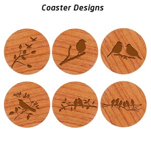 Ensemble de sous-verres en bois faits à la main - Design pyrogravé, vente en gros depuis l'Inde - Product Image 3