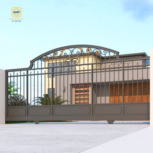 Portail coulissant en fer forgé au design minimaliste et moderne, portail d'entrée en acier industriel élégant, portail de sécurité sur mesure forgé à la main KHP - Product Image 1