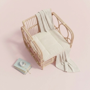 Handmade Natural Rattan Durable <b>Dining</b> Chair Cushioned Accent <b>Armchair</b> Eco Friendly Polyester Scandinavian Style Patio - Product Image 5