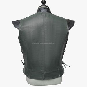 เสื้อกั๊กหนังสีเขียวทหารทำด้วยมือหัวเข็มขัด2ด้านระบายอากาศสไตล์ทางการสำหรับฤดูร้อน - Product Image 3