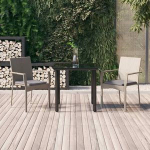 Set da Pranzo da Giardino in Rattan Grigio per 2 Persone, Resistente alle Intemperie, Design Contemporaneo con Struttura in Metallo - Product Image 1