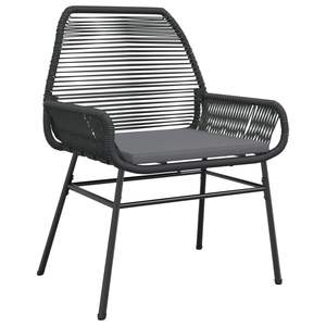 <b>Black</b> PE Rattan Garden Chair With Foam Cushion Steel <b>Frame</b> Outdoor Furniture Contemporary Design Tapered Legs UV Resistant - Product Image 4
