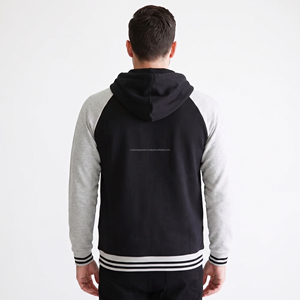 Heavyweight Cotton Fleece Hooded Varsity <b>Jacket</b> <b>Men</b> Custom Embroidery Wholesale Private Label Streetwear Raglan Sleeve <b>Jacket</b> - Product Image 5
