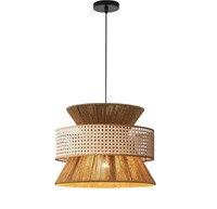 Lustre suspendu bohème de luxe en rotin tressé à la main, éclairage de plafond multi-niveaux en cannage pour salon