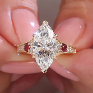 Hot Selling 3.70 Carat Lab-Grown Marquise Cut Zircon <b>Ring</b> 10k White Gold with Rhodium Plating Engagement Wedding Party <b>Ring</b> - Product Image 2