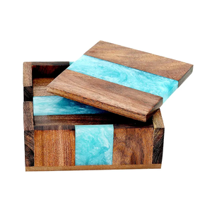 Custom Wooden <b>coaster</b> <b>Drinks</b> Mats square Wedding Coffee Tea Cup Beer <b>coaster</b> Holder Epoxy Resin Wood <b>Coasters</b> Set with Holder - Product Image 5