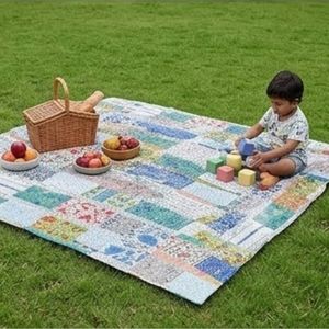 Hand Block Printed Kantha Twin Quilt <b>Throw</b> 150x220 cm Cotton Hand Embroidered Indian Handmade Bedspread Home Export Home Textile - Product Image 6