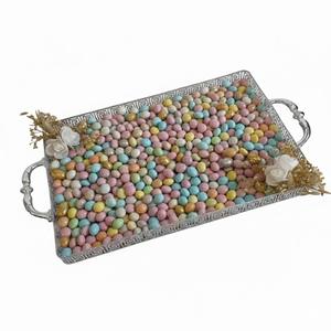 Bandeja de Servicio Metálica de Primera Calidad con Acabado Plateado, Bandeja Decorativa Vintage para Servir Chocolates, para el Hogar y Restaurantes, en Oferta - Product Image 4