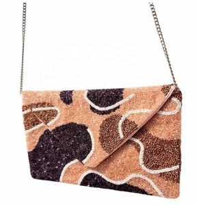 New Arrival Abstract Glass Beaded Clutch Purse Elegant Handmade <b>Evening</b> <b>Bag</b> with Chain Stylish Designer Handbag For Party - Product Image 2