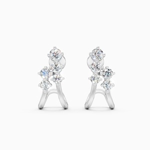 Magnifiques boucles d'oreilles modernes en arc avec diamant de laboratoire de 0,734 ct en or jaune, blanc et rose 9 carats - Product Image 2