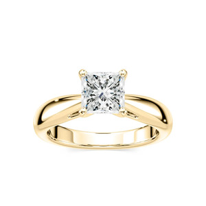 Anillo de compromiso solitario Bernice con diamante de talla princesa de 1 quilate, elegante banda de oro rosa, joyería clásica atemporal para mujer, fina - Product Image 6