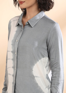 Camisa de Oficina Maaesa para Mujer, 100% Algodón, Hecha a Mano, Tie Dye, Casual, Manga Larga, Manga Raglán, Cuello con Botones, Corte Regular - Product Image 4