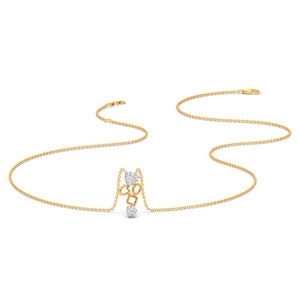 Collier en diamant à double bouclier géométrique avec centre en forme ouverte et design de pendentif suspendu moderne - Product Image 4