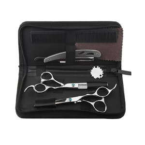 Silver Color Barber Hair Cutting Kit Thinning Scissors <b>Shears</b> German Stainless Steel Hairdressing Razor Kit - Product Image 1