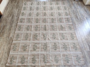 Handwoven Natural Jute Kilim Area <b>Rug</b> with Green Floral Grid Pattern Eco-Friendly Medium Pile Carpet for Living Room - Product Image 6