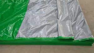 Lona Impermeable Verde y Plateada para Uso en Exteriores, Tejido No Tejido Teñido Liso de Peso Medio - Product Image 1