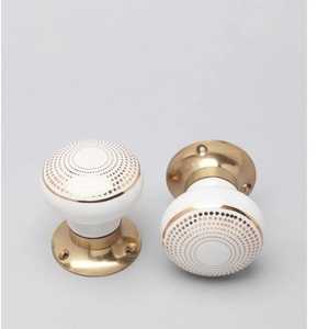 Round Porcelain Cabinet <b>Knob</b> with Gold Trim Modern Design Durable Eco-Friendly for Kitchen Furniture Handle - Product Image 5