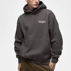 Sweat à capuche personnalisé de haute qualité avec logo, coupe oversize et carrée, épais et lourd, épaules tombantes, sans cordon, pour hommes - Product Image 1