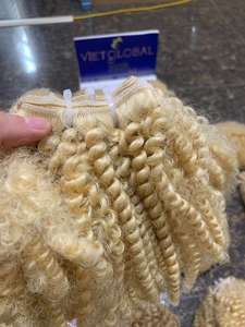 Afro Kinky Curly Hair Bundles 100% cheveux humains vierges et cambodgiens couleur naturelle et blonde pour femmes noires - Product Image 2