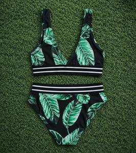 Women’s Stylish Black & <b>Green</b> Swimwear Trendy Beach & Pool Two-Piece Outfit Print Triveers <b>Bikini</b> <b>Set</b> For Women's 2026 - Product Image 3