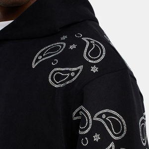 Best Selling Jazo Industries 2026 Winter Arrival Mens <b>Thick</b> <b>Fleece</b> 300g Polyester Cotton Breathable Casual Hoodies Rhinestone - Product Image 6