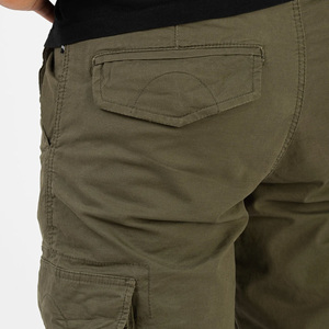 Men's Olive Green Canvas Cargo Pants Multiple Pockets Breathable Drawstring Closure Casual Elastic Waist Workwear Style - Product Image 6