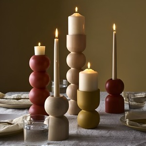 New Arrival Customized Wooden Pillar Candle Holder Set of 5 Multicolor for Dining <b>Hall</b> Living Room and Tabletop Decoration - Product Image 1